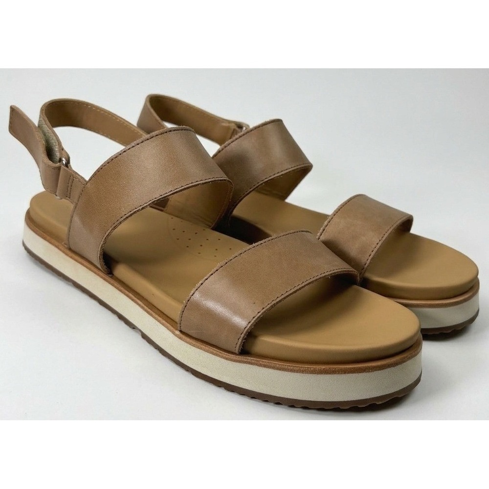 Nisolo Go-To Flatform Sandals Women 9.5 Brandy Leather Double Strap SA 202420